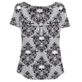 thumbnail image 4 of Chririnla Plus Size Tops for Womens Goth Skull Summer Clothes Short Sleeve Shirts Casual V Neck Tunic Shirt Henley Workout Blouses, 4 of 6