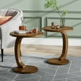 thumbnail image 3 of Tribesigns C-Shaped End Table, Mid-Century Wooden Round Side Table for Living Room Bedroom, Dark Brown, 3 of 5