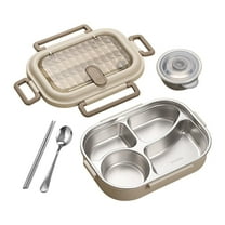 HBBKVI Bento Box Food Grade 304 Stainless Steel Square Lunch Box Insulated Bento Box Cafeteria Lunch Box Large Capacity Sealed 50.7oz Leak-Proof Bento Box