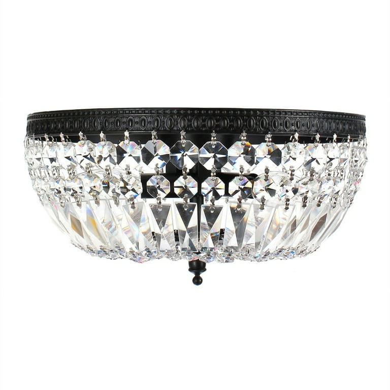 Silver Orchid Taylor 3 light Crystal Basket Flush Mount Chandelier