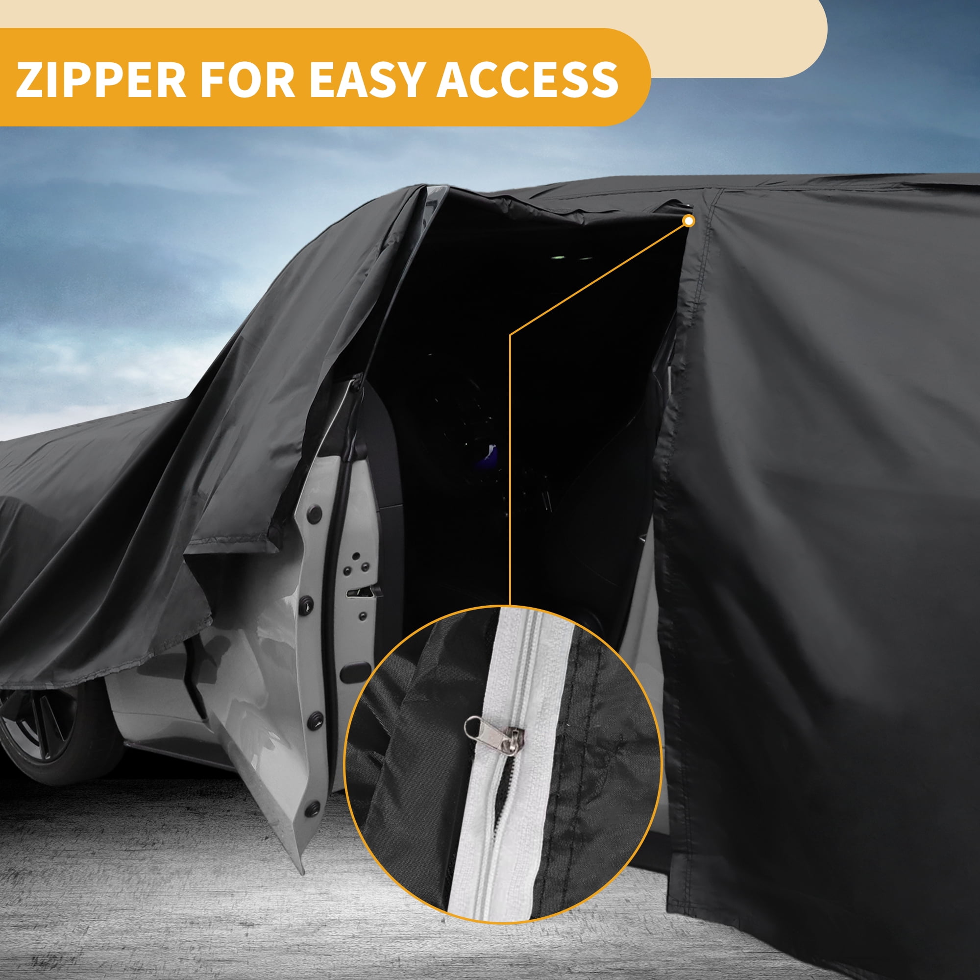 Unique Bargains Car Cover with Reflective Strips 161.42"x68.9"x53.15"