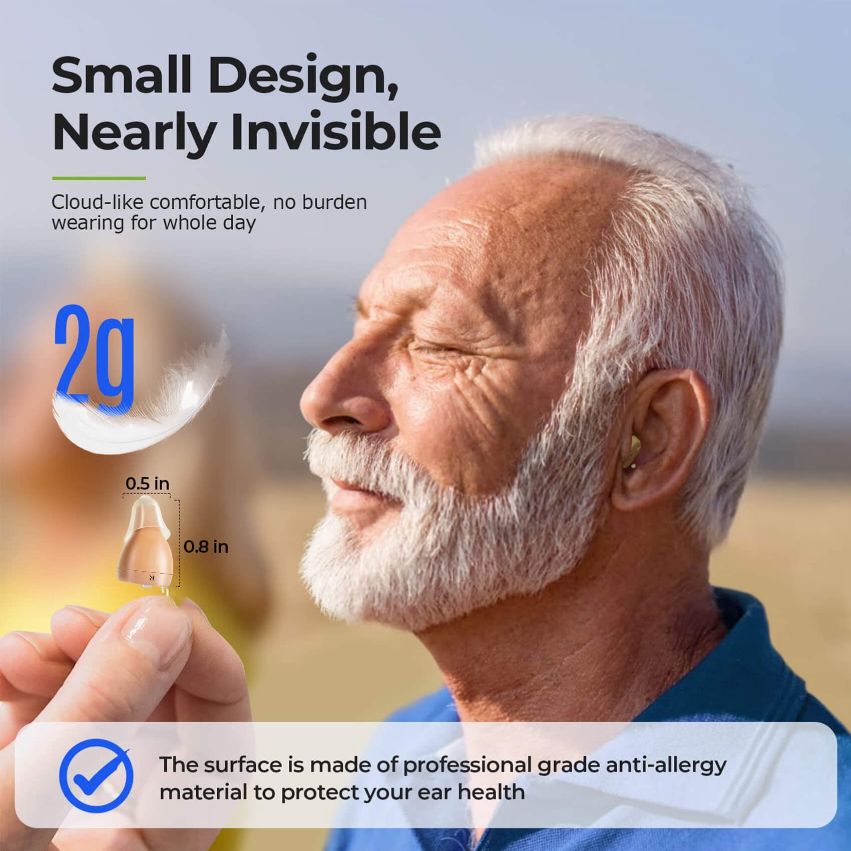 Chosgo K419 Rechargeable CIC Hearing Aids for Seniors with Noise Cancelling, Digital Hearing Amplifiers with 12-Channel, Mini Personal Sound Amplifier for Ear with Portable Charging Case(Beige)
