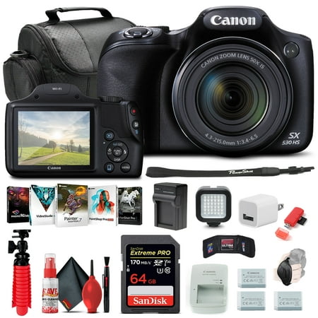 Canon PowerShot SX530 HS Digital Camera (9779B001) + 64GB Card +