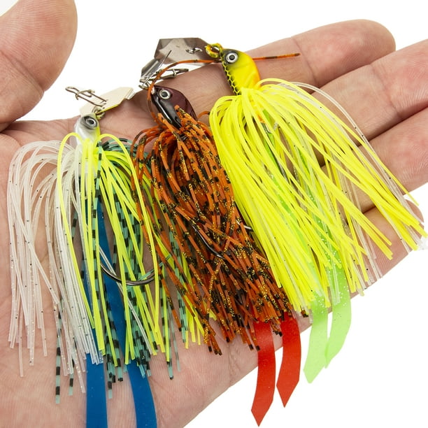 10g Bladed Jig Fishing Lure Spinner Bait Squid Lure Silicone Skirt
