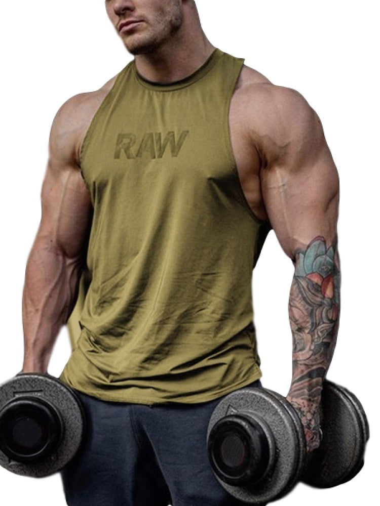 Men's Cotton T Shirt Tops Summer Workout Bodybuilding Training Sleeved Fitness
