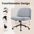 thumbnail image 3 of IWMH Armless Task Office Chair with Wheels, Cross Legged Wide Seat Desk Chair, Gray Fabric Upholstered Swivel Vanity Chair, For All Ages, 3 of 9