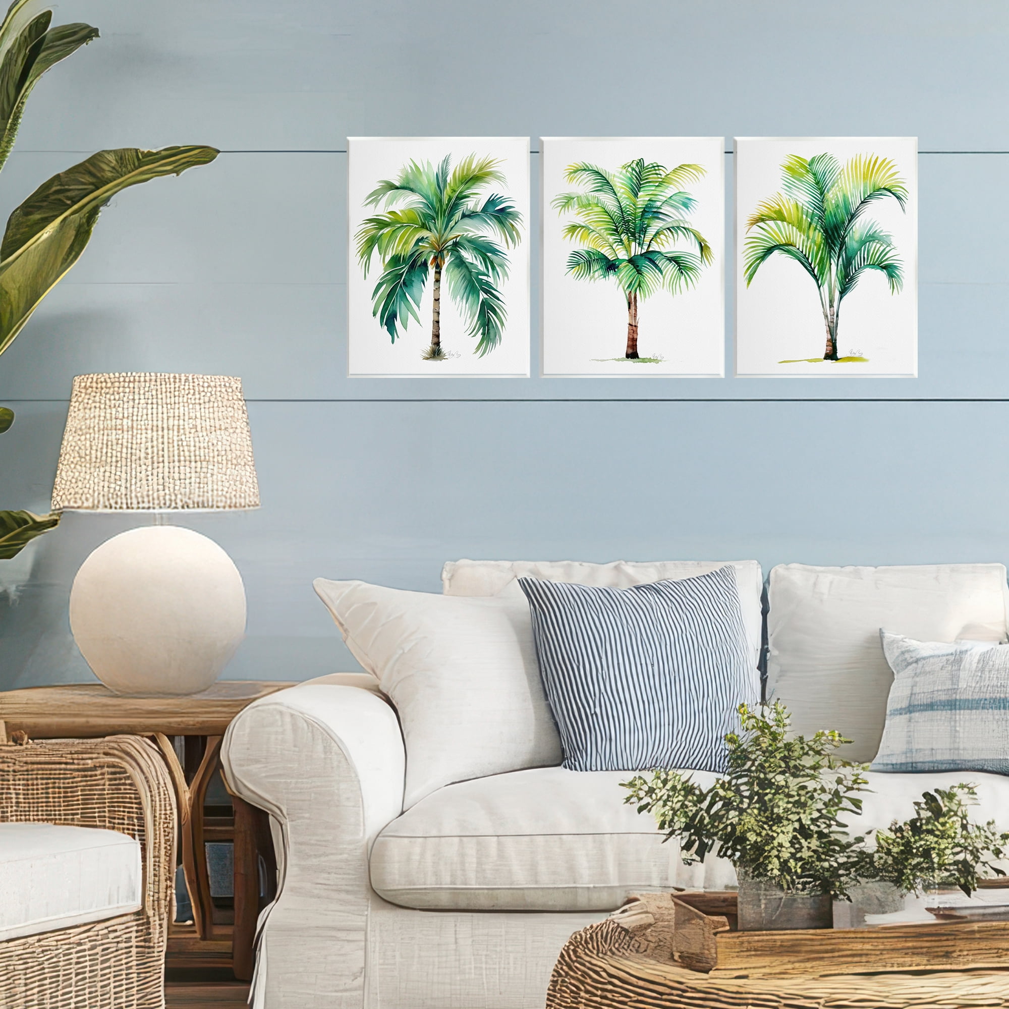 Stupell Industries Exotic Lagoon Palms 3 Piece Wall Plaque Art Set, design by Shelly Craig