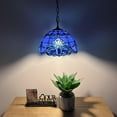 thumbnail image 5 of Tiffany Pendant Lights Fixture Blue Stained Glass Baroque Style LED Bulb Included for Dining Room, 5 of 5