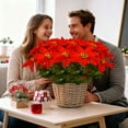 thumbnail image 4 of 1 Pcs Artificial Poinsettia Flowers 14in Red Christmas UV Resistant for Outdoor Indoor Garden Porch Home Xmas Decorations, 4 of 6