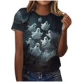 thumbnail image 2 of VKOYWKM Women Halloween Tshirts Ghost Graphic Tees Short Sleeve Spooky Tops Crew Neck Loose Fit Holiday Party T-Shirts, 2 of 6