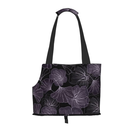 Dog Sling Carrier, Small Dog/Cat Soft Side Carrier Tote Bag for Subway/Shopping/Hiking/Travel-Leaves Black Decorative Pattern