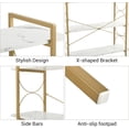 thumbnail image 6 of 3 Tier Bookshelf, Modern Open Low 3 Shelf Bookcase,Small Book Shelves for Bedroom, Wood and Metal Display Shelves Storage Bookshelves,for Home Office,Living Room, Kitchen,White&Gold, 6 of 7