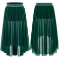 thumbnail image 5 of Zaldita Kids Girls Long Sheer Ballet Dance Skirt Shiny Elastic Waist Lyrical Dance Maxi Skirt Ballerina Dancewear Green 16, 5 of 6