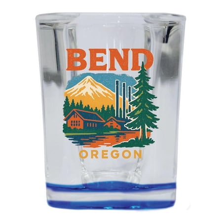 Bend Oregon Vintage Design Souvenir 2 oz Square Shot Glass – Blue