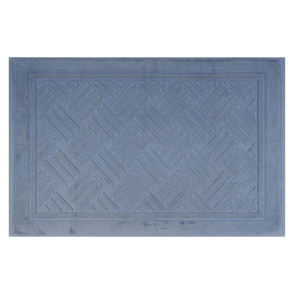 Unique Bargains Cotton Mat Towel Absorbent Floor Bath Rugs for Bathroom Blue 16" x 24"