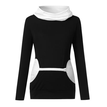 

Women s Maternity Spring and Autumn Long Sleeve High Collar Sweatshirt Breastfeeding Clothes Fashion Splicing Blouse Casual Loose Nursing Top for Pregnant Women