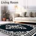 thumbnail image 2 of ODIKA 4'x6' Machine Washable Non-Slip Area Rug, Intricate Damask Motif with Raised Textural High Traffic Rug, Black, 476595, 2 of 7