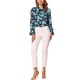 thumbnail image 2 of INSPIRAR CHIC Blusa Vintage de Manga Larga con Volantes y Cuello en V Floral para Mujeres XL Negro Azul Claro, 2 of 5
