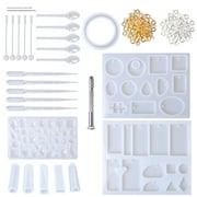 QUEENTRADE 127Pieces DIY Silicone Resin Molds Pendant Jewelry Earring Necklace Molds Crystal Craft Kit for DIY Jewelry Craft Making Tools Handmaking Set