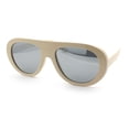 thumbnail image 4 of Retro Futurism Bold Flat Top Thick Plastic Racer Fashion Sunglasses [Ivory - Silver Mirror], 4 of 7
