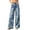#0071-Light Blue, variant on Women's Denim Capris High Waist Floral Print Wide Leg Loose Jeans Straight Denim Pants for Daily Casual Weekend Outing