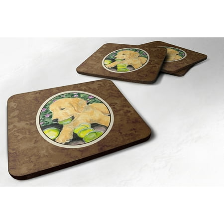 

Carolines Treasures SS8759FC Golden Retriever Foam Coaster Set of 4 3 1/2 x 3 1/2 multicolor
