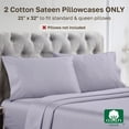 thumbnail image 3 of California Design Den Pillow Cases Queen Size Set of 2 - 1000 Thread Count, 100% Cotton Sateen Pillowcases, Fits Standard & Queen Pillows - Lavender Grey, 3 of 8
