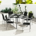 thumbnail image 2 of Outsunny Ensemble de Salle à Manger de Patio 7 Pcs avec Table et 6 Chaises Empilables, Noir, 2 of 10