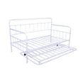 thumbnail image 4 of Twin Size Daybed with Pull Out Trundle, Heavy Duty Metal Sofa Bed for Kids Teens Adults, Premium Steel Slat Support, No Spring Box Needed, White 77.48"L x 41.1"W x 43.3"H, 4 of 7