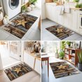 thumbnail image 4 of Entryway Rug 2'x3', Vintage Farmhouse Kitchen Runner Rugs Non-Slip Carpet Mats, Wooden Western Texas Star Pattern Bedside Rugs Runners Washable Floor Carpet for Bathroom Laundry Room, 4 of 8