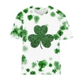 thumbnail image 4 of BLVB St Patricks Day Shirts Womens Crew Neck Short Sleeve Summer T Shirt Four Leaf Shamrock Graphic Tee Tops, 4 of 4