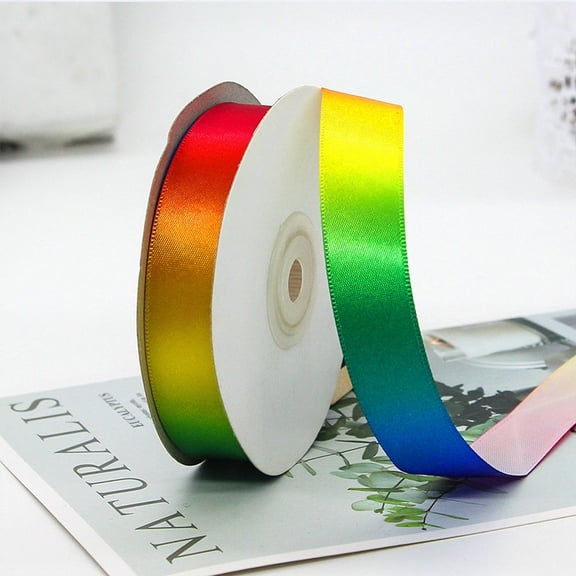 FOMIYES Multi Color Satin Ribbon Roll with Gradient Effect for Packaging and Bow Making