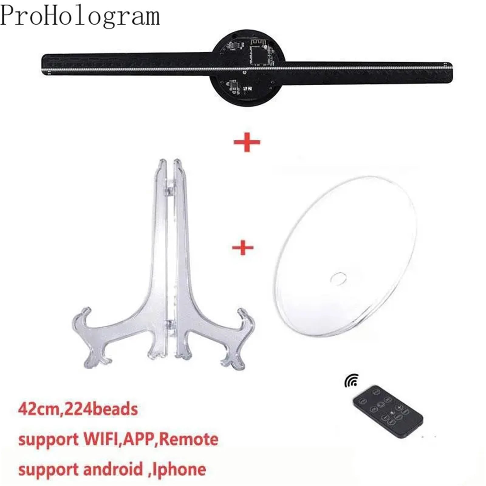 42cm Desktop 3D Holographic Projector Fan with Shell WiFi Remote Waterproof and High-temperature Resistant Advertising Light