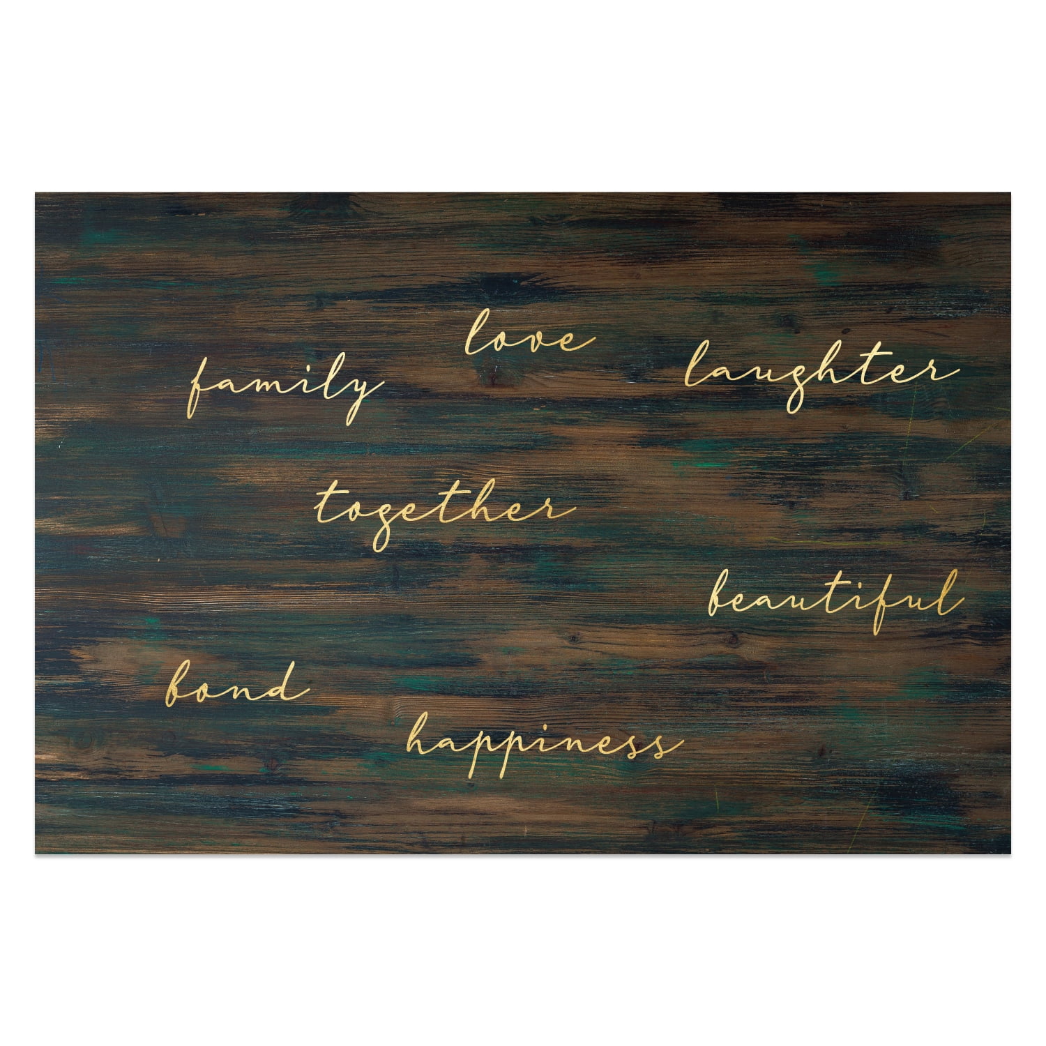 Personalized Planet 27x18 Love Laughter Beautiful Together Happiness Family of 4 Doormat with Custom Names Printed on Brown Rectangular 1/4” Thick Non Slip Mat for Kitchen Hallway Deck or Porch