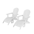 thumbnail image 2 of WestinTrends Tuscany 4-Piece HIPS Outdoor Folding Adirondack Seashell Chair With Folding Ottoman (Set of 2), White, 2 of 5