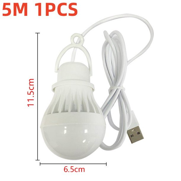 Bombilla LED USB de 3W, lámpara LED portátil de 5W, luces para libros, 7W, luz para acampar al aire libre, luz de lectura interior, lámpara de emergencia de ahorro de energía