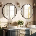 thumbnail image 6 of BEAUTYPEAK 30" Wavy Round Bathroom Mirror Wall Decor with Deep Frame, Black, 6 of 11