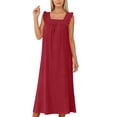 thumbnail image 6 of Jamicy Nightgowns for Women Square Neckline Long Sleeveless Solid Color Dress Night Gown Victorian Sleep Dress Soft Night Dress Ladies Sleepwear, 6 of 8