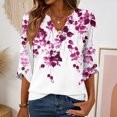 thumbnail image 2 of Womens 3/4 Length Sleeve Tunic Tops Casual V Neck Shirts Business Work Blouses Trendy Flowy Tees, Size: S-2XL, 2 of 6