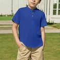 thumbnail image 2 of CYRBOKO Polos for Boys, Casual Henley Summer Comfy Short Sleeve Tops Blue Size 13-14 T, 2 of 8