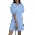 thumbnail image 6 of VONDA Women Puff Short Sleeve Mini Dress Round Neck Party Casual Dresses, 6 of 6