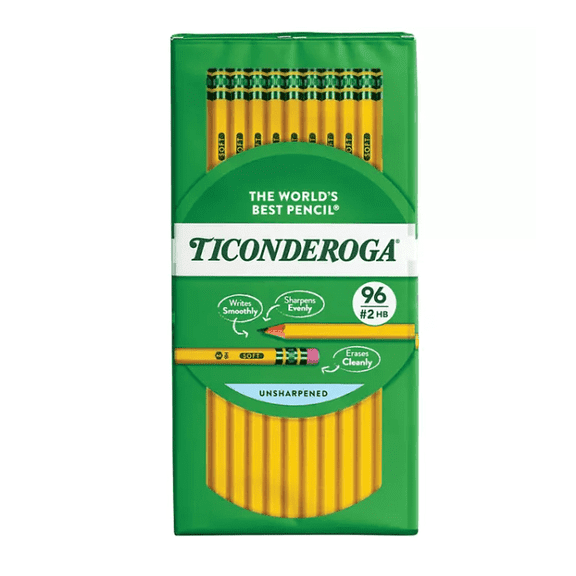 Ticonderoga Woodcase Pencil, HB #2, Yellow Barrel, 96ct.