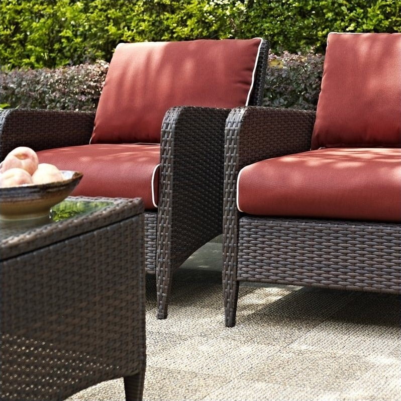 Kiawah 2 Piece Outdoor Wicker Seating Set With Two Arm Chairs