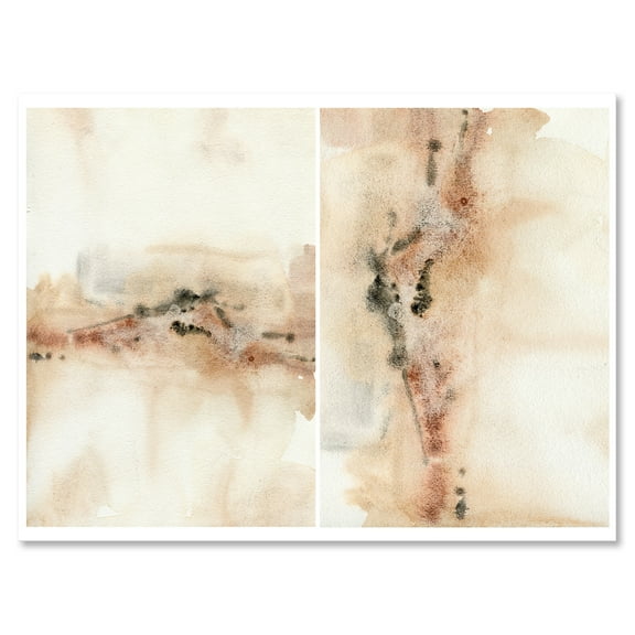 Designart ' Abstract Yelllow Red Beige and Pink Spots Pastel ' Modern Canvas Wall Art Print