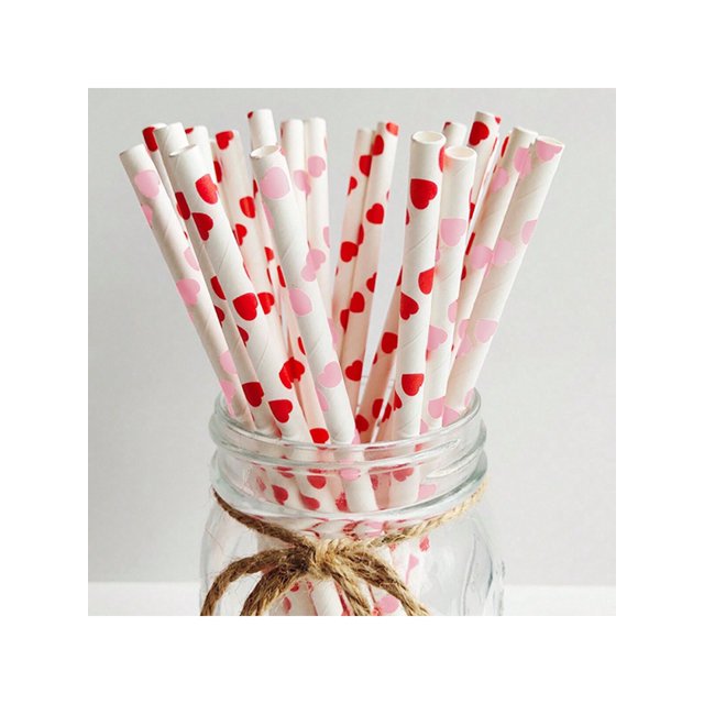 25pcs Disposable Paper Straws, Valentine'S Day Series, Colorful & Cute, Perfect For Decorating Desserts And Pastries At Parties