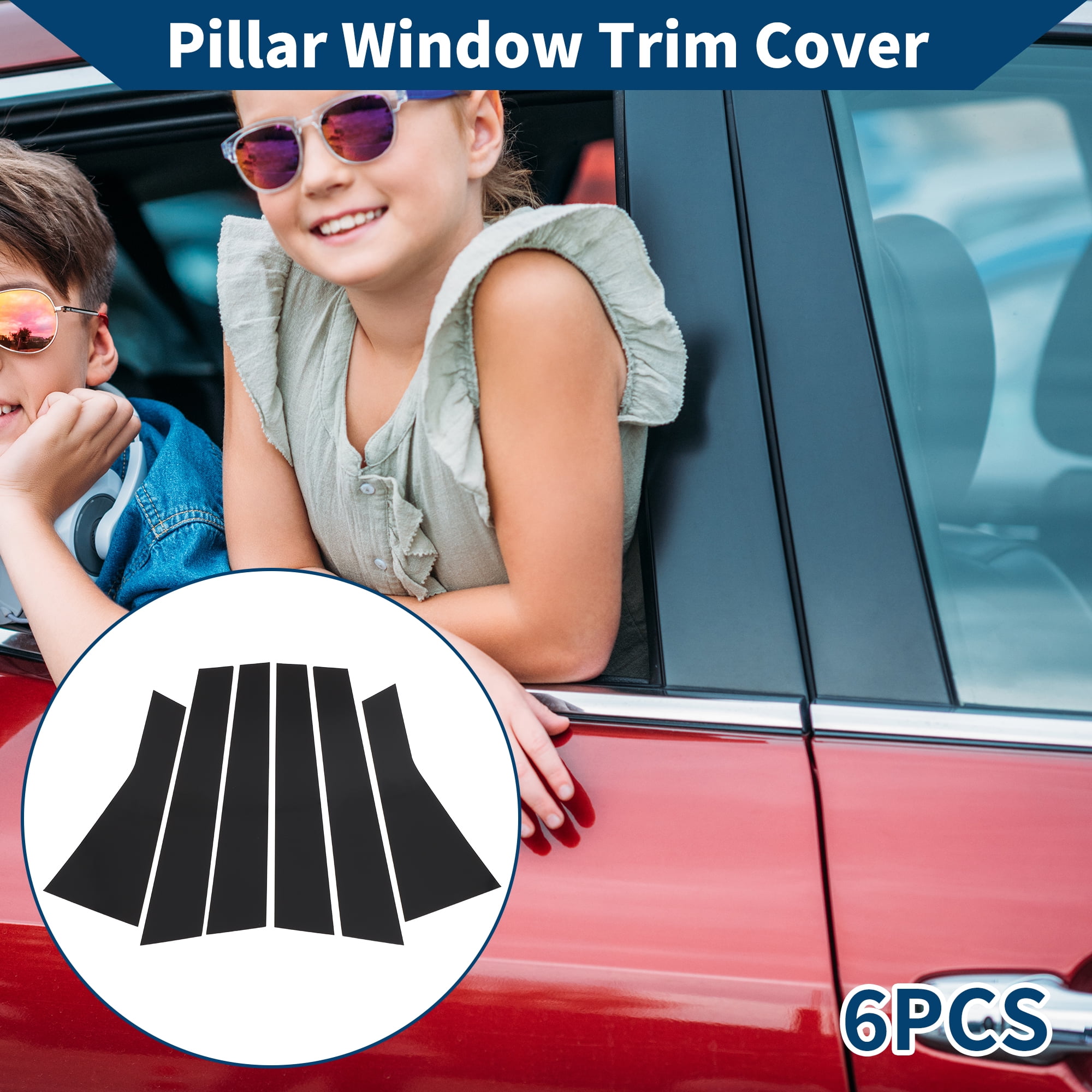 Unique Bargains Door Pillar Window Trim for Jeep Cherokee 2014-2020 Sticker Cover Black