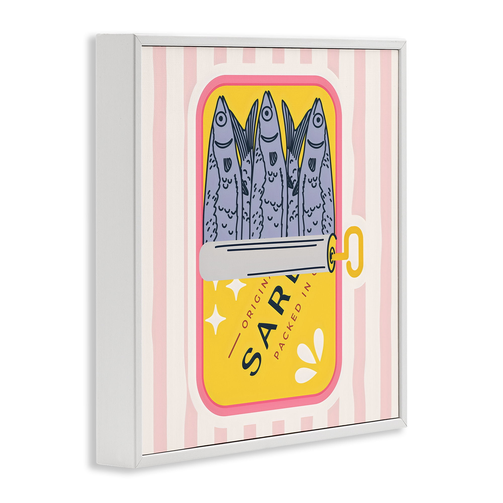 Stupell Industries Yellow Sardine Tin White Framed Giclee Art, design by Creative Studio