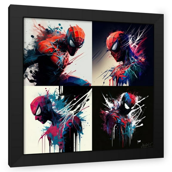 Maki 20x20 Black Modern Wood Framed Wall Art Titled - Spider-Man I-Iv