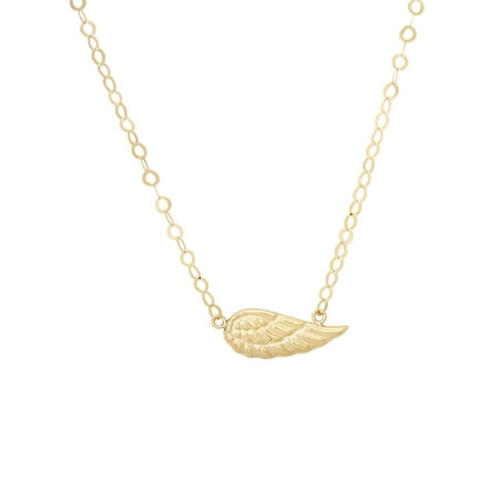 Brilliance Fine Jewelry 10K Yellow Gold Sideways Angel Wing Necklace, 18"