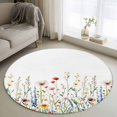 thumbnail image 3 of Watercolor Wildflower Round Area&nbsp;Rug 3ft Spring Flower Leaf Plant Non-Slip&nbsp;Washable Circle Rugs Soft Felt Indoor Floor Mat for Bedroom Kitchen Living Room Bathroom, 3 of 9